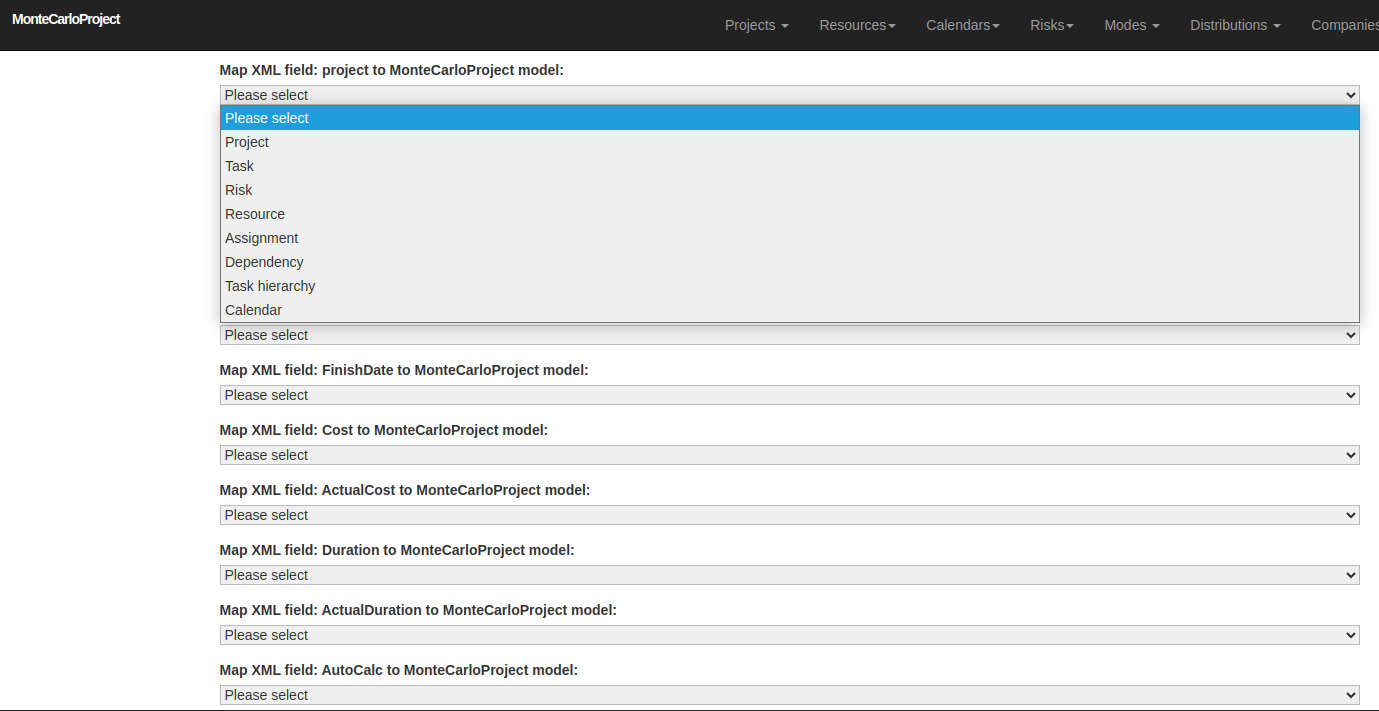 XML model mapping