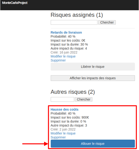 allouer risque vue tache