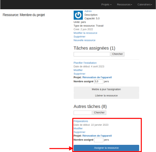 assigner ressource aux taches
