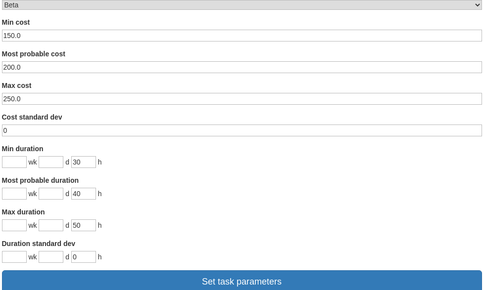 fitted parameters