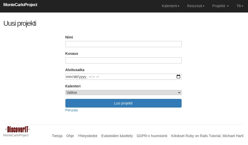 montecarloproject anna projektin tiedot