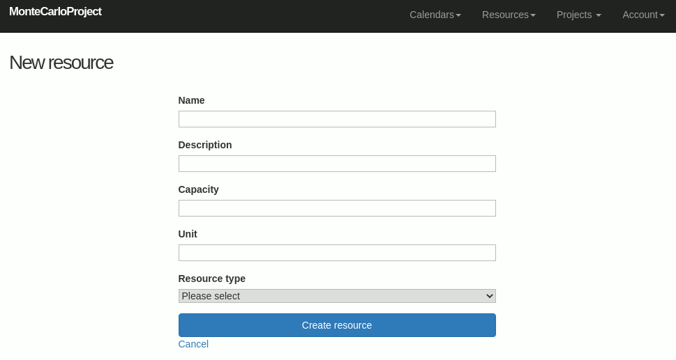 montecarloproject resource form