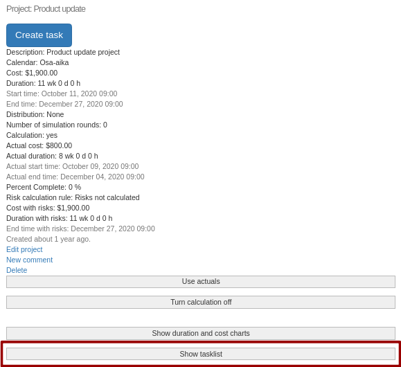 montecarloproject show tasklist button