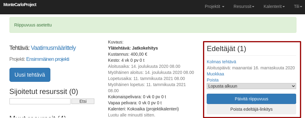 montecarloproject tehtavanaytto edeltajalla nuoli